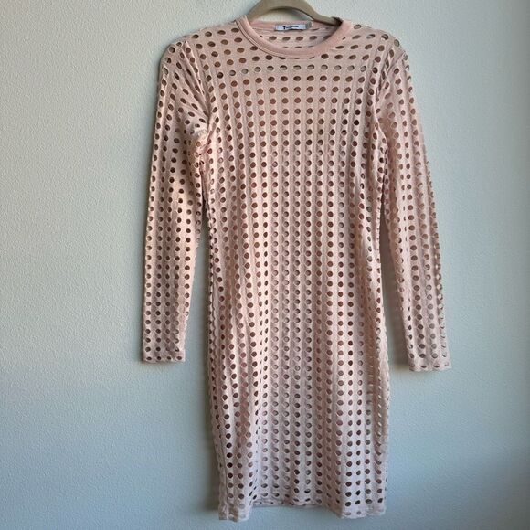 Alexander Wang Long Sleeve Street Style Pink Perforated Mini Dress Size XS - Picture 2 of 6
